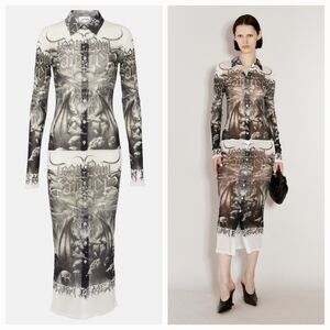 JEAN PAUL GAULTIEP Black & White 'The Diablo' Midi Shirt Dress Size XXS NWT